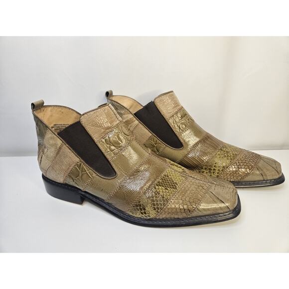 Giorgio Brutini GENUINE SNAKESKIN Private Collection Ankle Boots Tan Mens 11 M - Picture 1 of 7